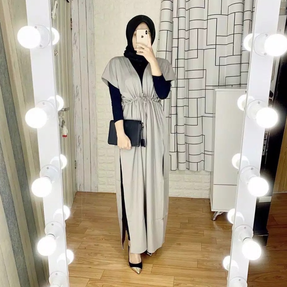 COD - OLIVARA DRESS GAMIS NAGITA KERUT SERUT PINGGANG POLOS LD 110 FIT S - XL FASHION MUSLIM WANITA MAXY PESTA KONDANGAN MODERN KEKINIAN TERMURAH TERLARIS-3