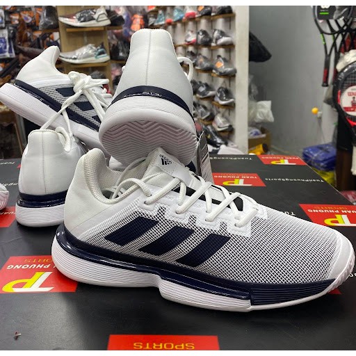 Sepatu Tenis Tennis Adidas Solematch Bounce Cloud White Legend Ink Black Original