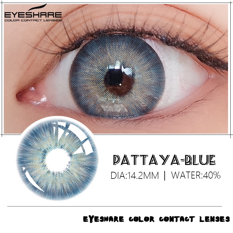 SRS (COD YES) Sepasang lensa kontak berwarna diameter 14.2MM mata soflen hitam softlens natural soflens korea aesthetic softlens minus(0.00) free lenscase PATTAYA gray/black harian soflen