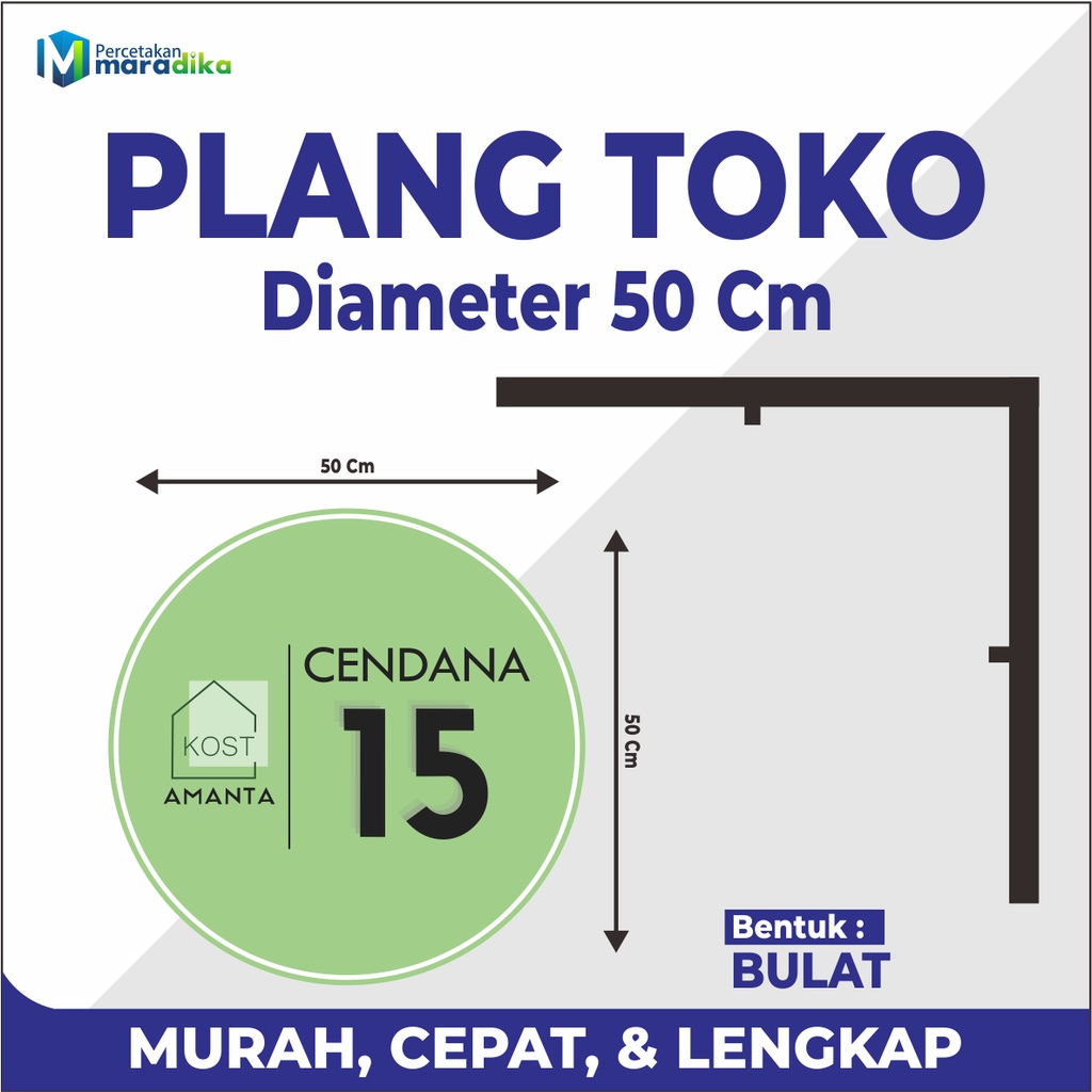 

Plang Toko/Kantor Custom Bulat Bahan Acrylic 2 sisi Ukuran Diameter 50cm, Diameter 40cm, Diameter 30cm