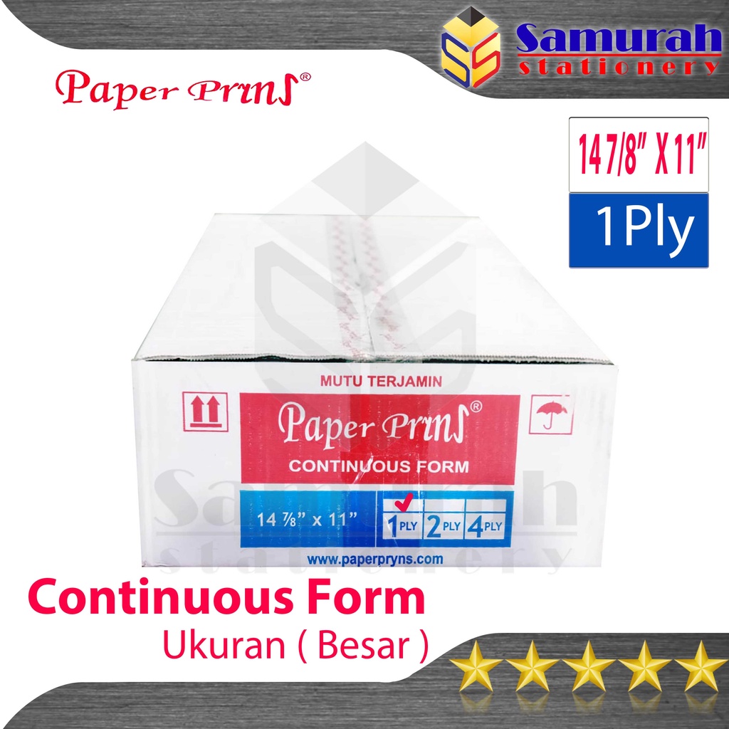 

Kertas Continuous Form Paper Prins 14 7/8 x 11 " ( Besar ) B1 Ply HVS / CF Paperprins Non Carbonize / Kertas Komputer Rangkap 1
