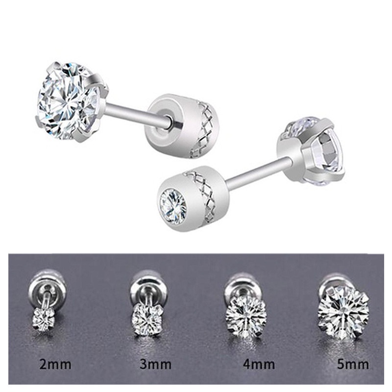 [ACKER] 1Pair Anting Titanium Stainless Diamond Untuk Pria / Wanita