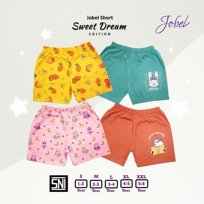 JOBEL 4in1 Short Pants Celana Pendek Anak isi 4pcs Boy / Girl Celana Anak Laki / Perempuan 1-5thn