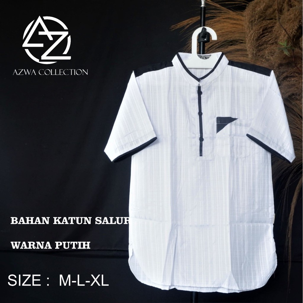 Baju Koko Dewasa Mewah Koko Pria Lengan Pendek Azwa Terbaru Material Cotton Impor Premium