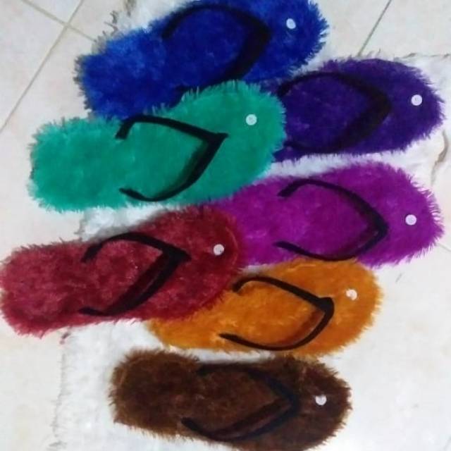 Sandal Jepit Wanita || Sandal Bulu Lembut|| Sandal Murah