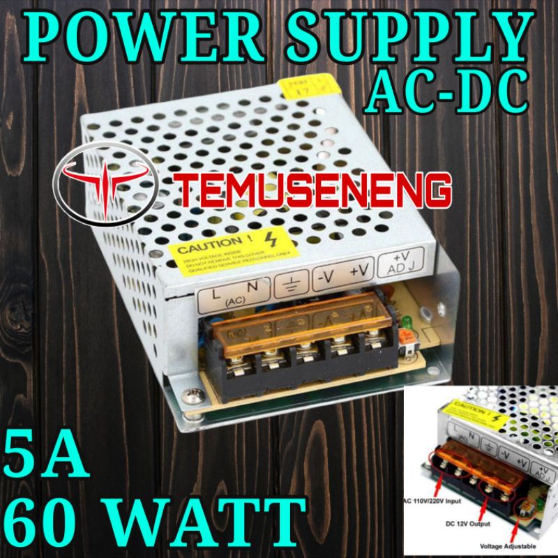 Power Supply 5A 12V Kotak Adaptor Lampu Led Strip Trafo 5A 12Volt Travo 5 Ampere 5A Cctv 5A 12 Volt Dc Ac