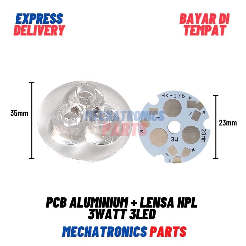 [DSP-9442] PCB ALUMINIUM + LENSA HPL 3WATT 3LED HPL 23/35MM