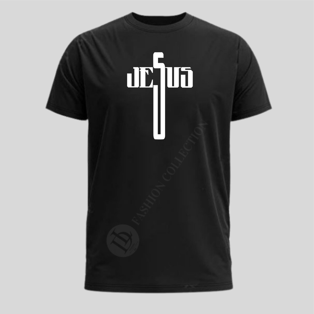 Kaos Pria Distro / 'JESUS' / Kaos Rohani Kristen / Kaos Katolik  / Kaos Salib / Baju Rohani / Baju P