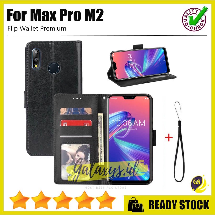 LEATHER FLIP COVER WALLET ASUS ZENFONE MAX PRO M1 / ZENFONE MAX PRO M2  KULIT DOMPET CASE CASING