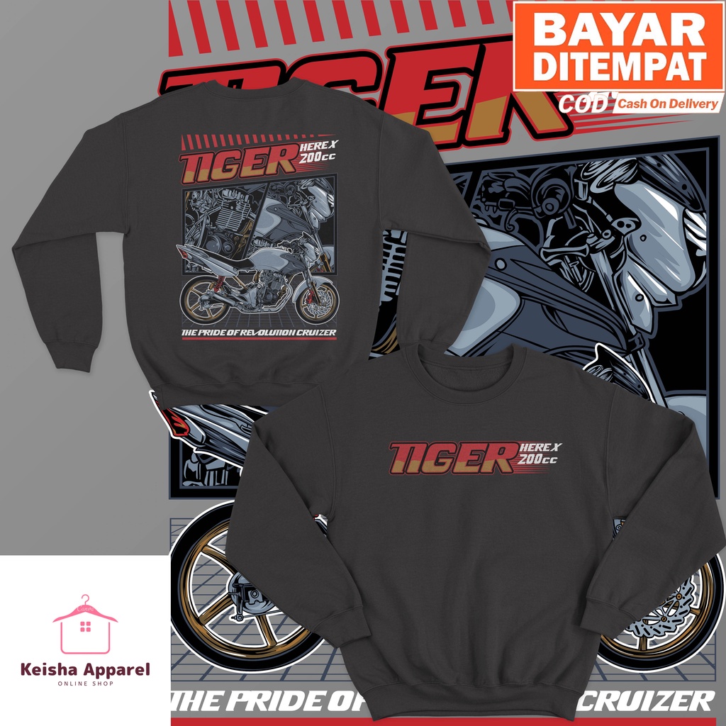 JAKET SWEATER HONDA TIGER CEPER HEREX 200CC SWEATER TIGER PRIA WANITA