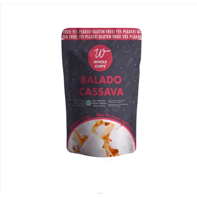 Whole Chips Balado Cassava 40gr - Keripik Singkong Sehat Bebas MSG