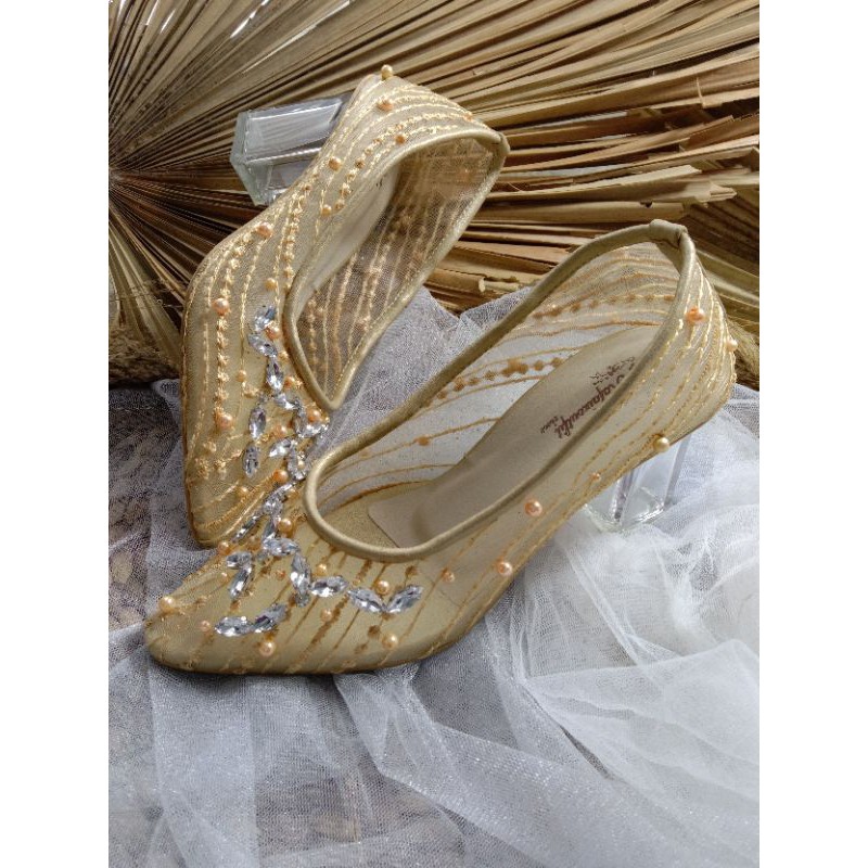 sepatu gold merrisa sepatu cantik wanita sepatu wedding