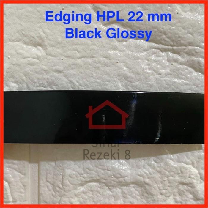 Edging HPL 22 mm BLACK GLOSSY Hitam KIlap Pinggir Meja Solid taco PVC Best Seller