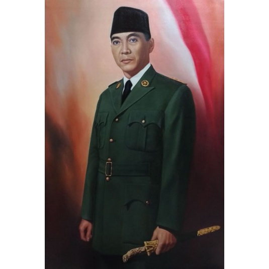 Hiasan dinding gambar presiden soekarno plus bingkai