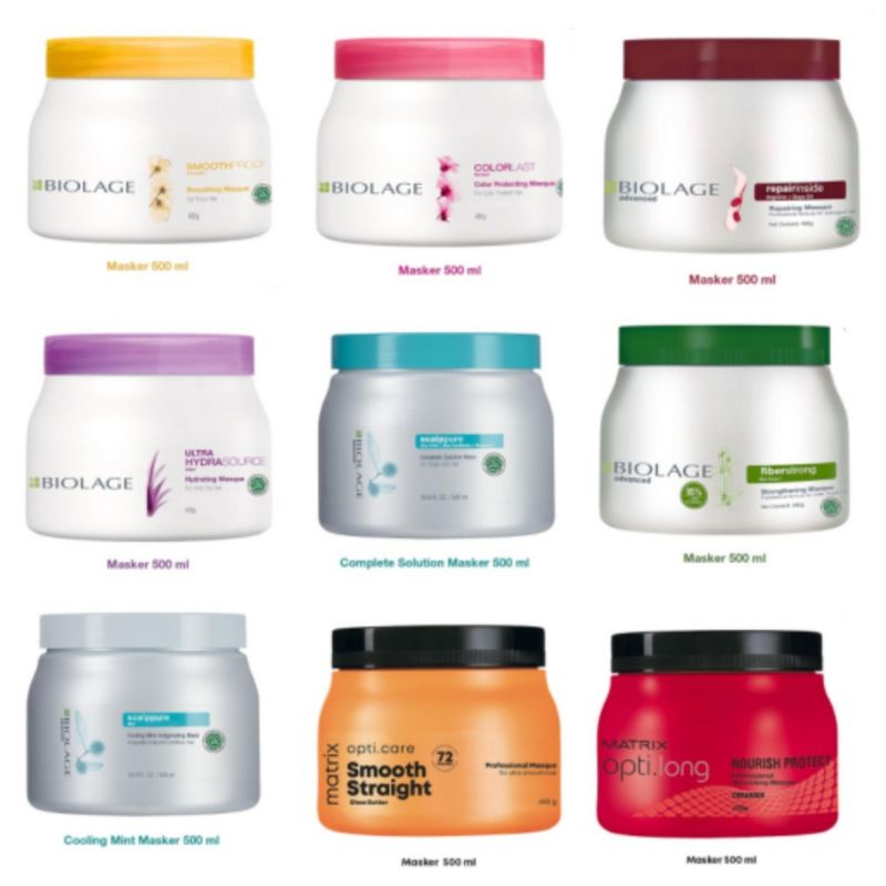 MATRIX Biolage Hair Mask 490 mL | Smoothproof | Colorlast | Fiberstrong | Hydrasource | Scalppure Complete Solution | Cooling Mint | Fiberstrong | Opti Care | Opti Long Masker Rambut