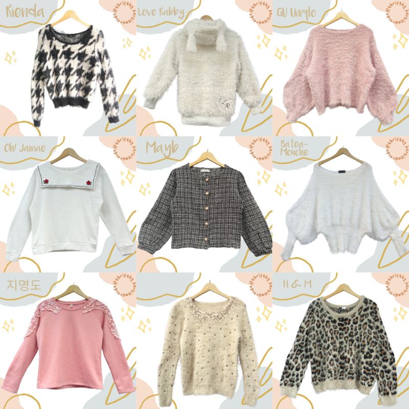 SWEATER BULU BALON OVERSIZE CROP, OUTER BULU, TILE,FUZZY