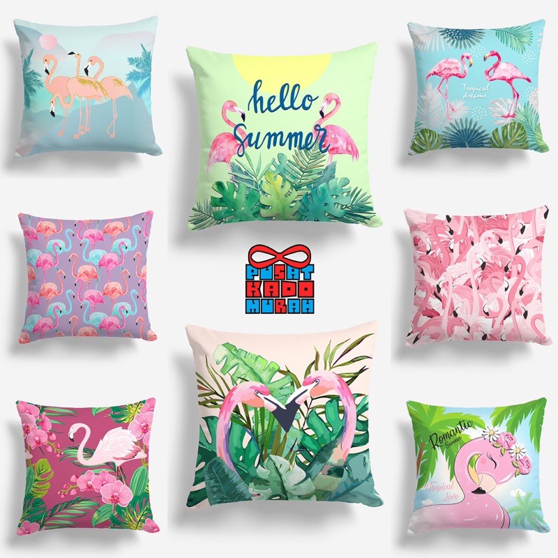 Bantal Sofa Motif Flamingo 40x40 cm - Pusat Kado Murah