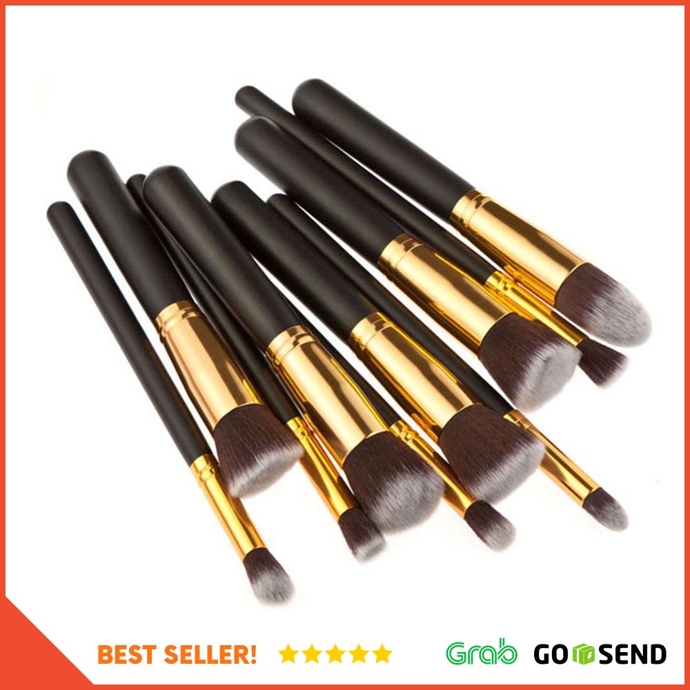 Kuas Make Up Wajah 10 PCS - Black Gold