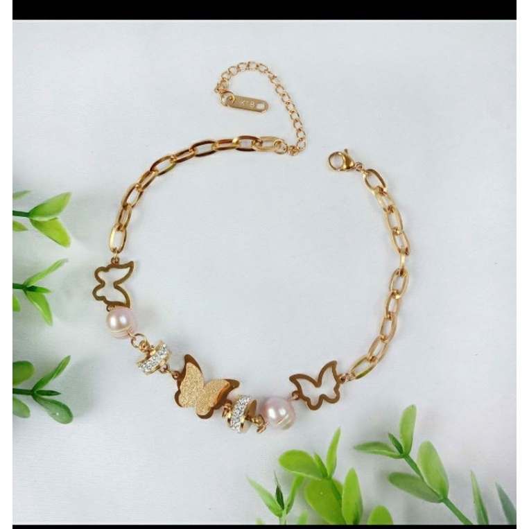 Gelang Titanium Mutiara air tawar Lombok