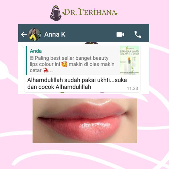 Magic Beauty Lips Colour DR. FERIHANA COSMETICS &amp; SKINCARE Lipstik dengan Bahan Alam untuk Melembabkan Bibir Kering Hitam Pecah Pecah BPOM LPPOM HALAL MUI