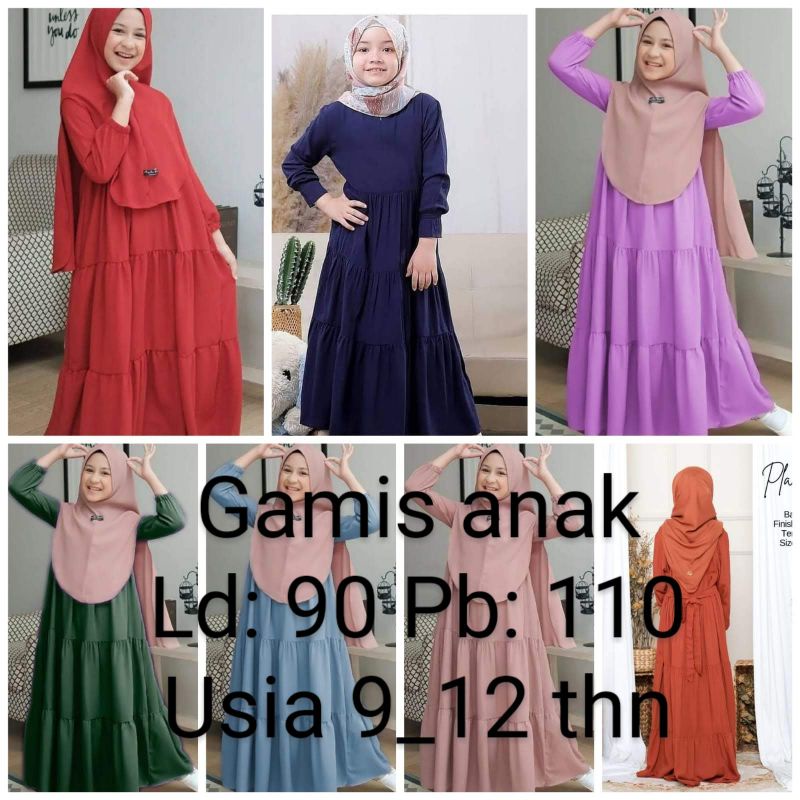 gamis anak // gamis anak prempuan // usia 9_12 thn // SETELAN waka anak // tiedy anak // setelan // one set //  setelan waka