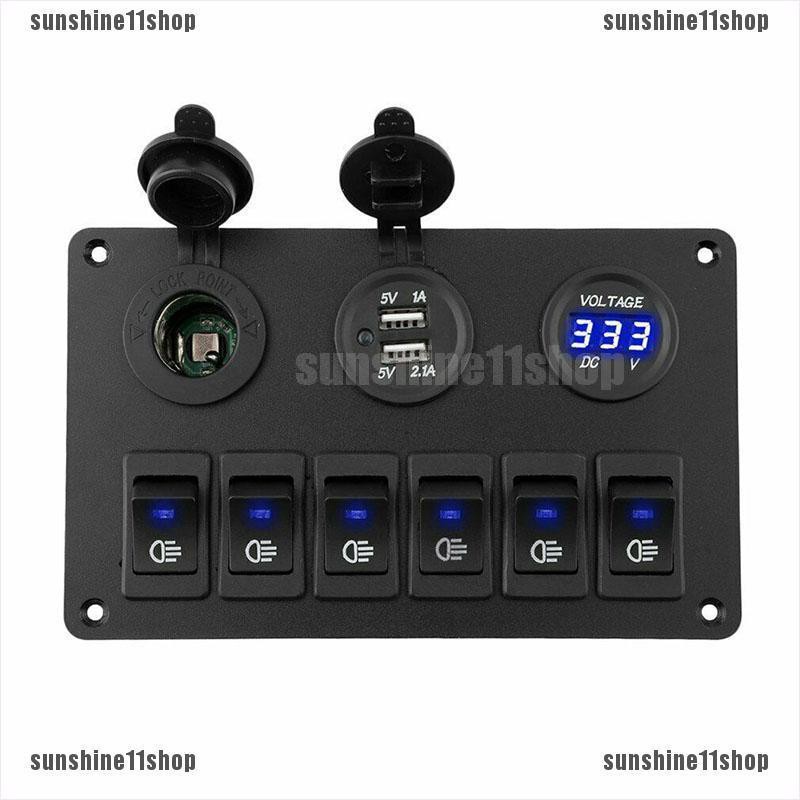 Saklar Rocker Breaker 6 Gang Dengan Lampu LED Untuk Mobil / Kapal / Truk