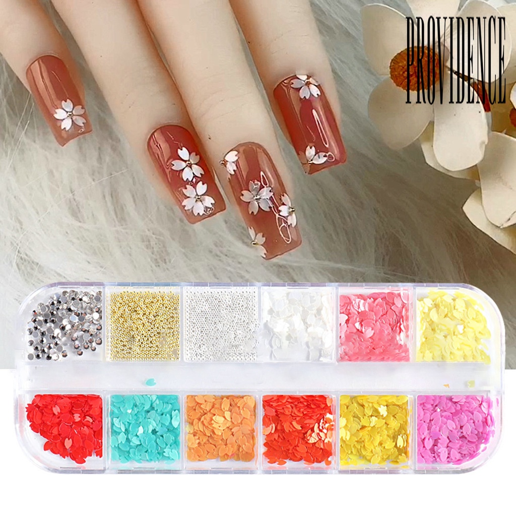 Providence 1 Kotak Daun Bunga Sakura Bahan Resin Anti Air Untuk Dekorasi Nail Art DIY