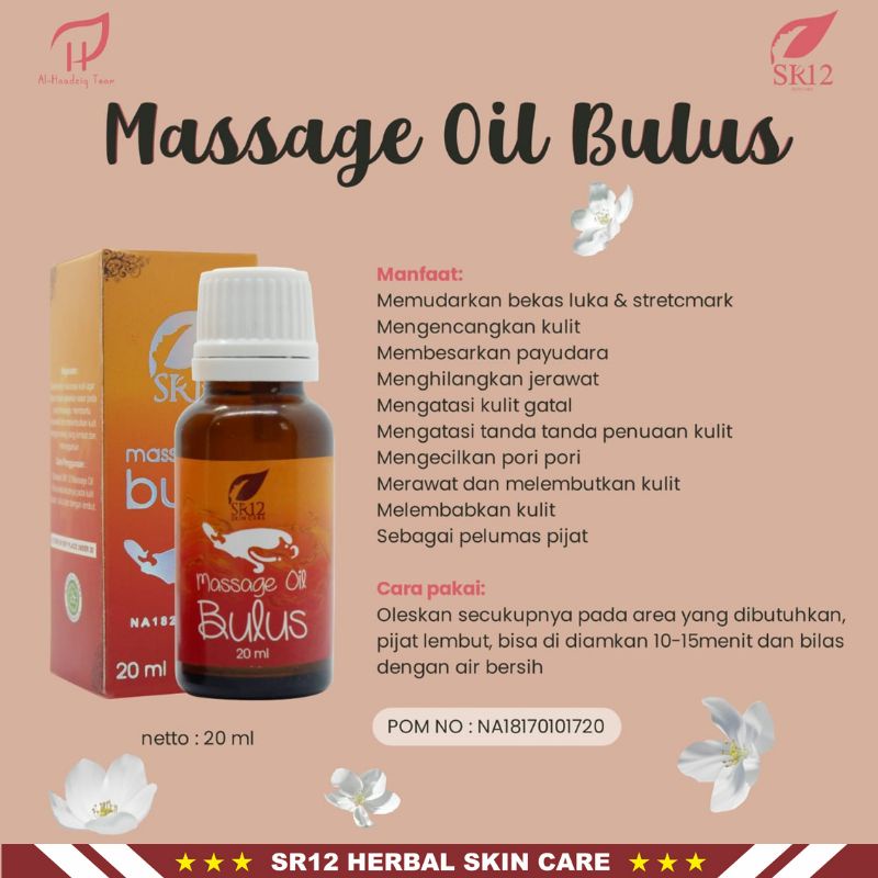 Minyak Bulus SR12 | Massage Oil Bulus SR12 Skincare | Perawatan Kulit | Minyak Pijat | Minyak Wajah | Sabun Bulus | Facial Wash Bulus