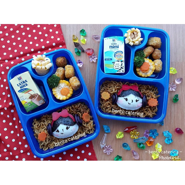 Ready Stok Bento Plastik Tebal Biru Tua Metalik Box Bento Tray Bento Bento Partis
