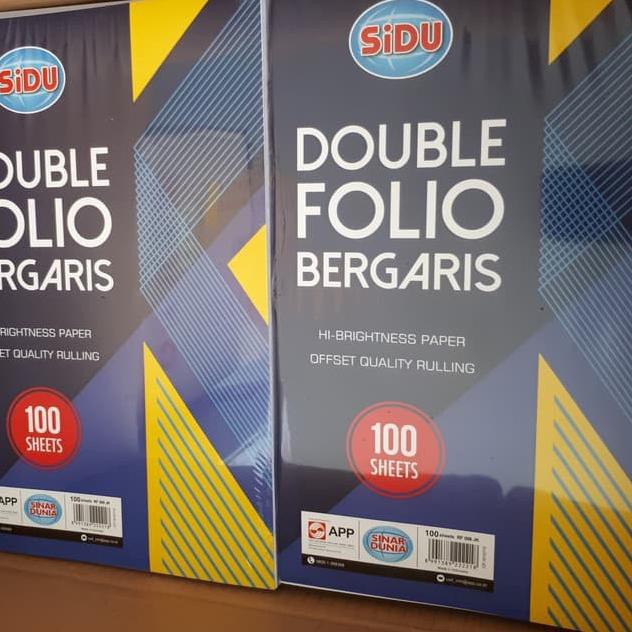 

PROMO BESAR (mar-288) Double Folio Garis SIDU Isi 100 Lembar Sidu Dobel Folio Bergaris