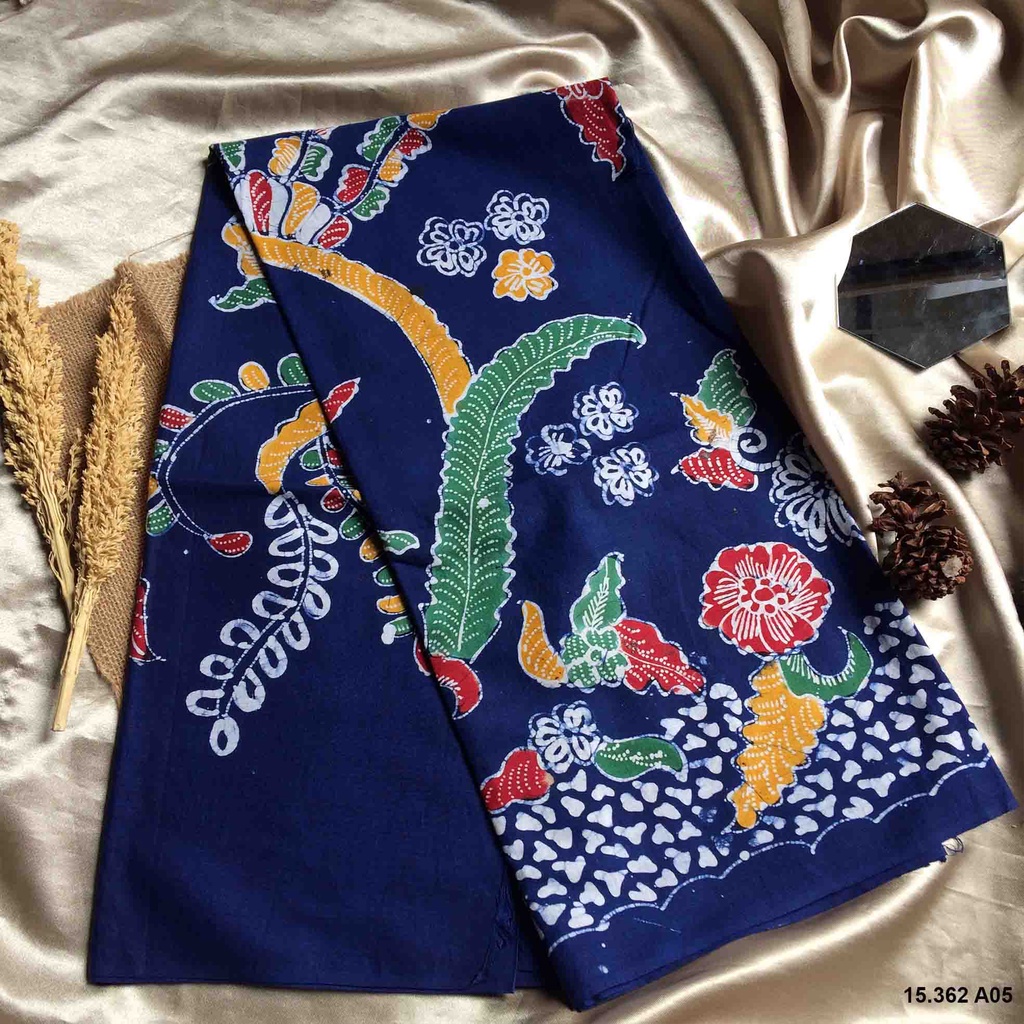 Batik Tulis Asli Madura -Flora -Warna Biru Elektrik Cantik -Batik Wanita Modern -15.362 -Motif A