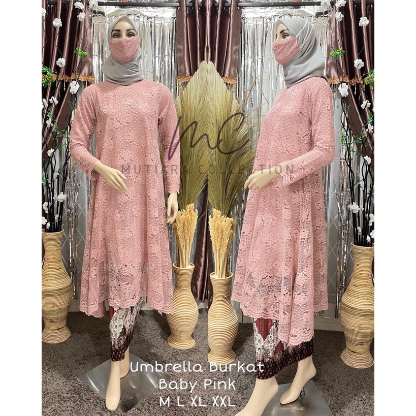 Setelan Kebaya Tunik Brokat / Longcape Brukat / Semi Gamis Umbrella Aneka Pilihan Warna