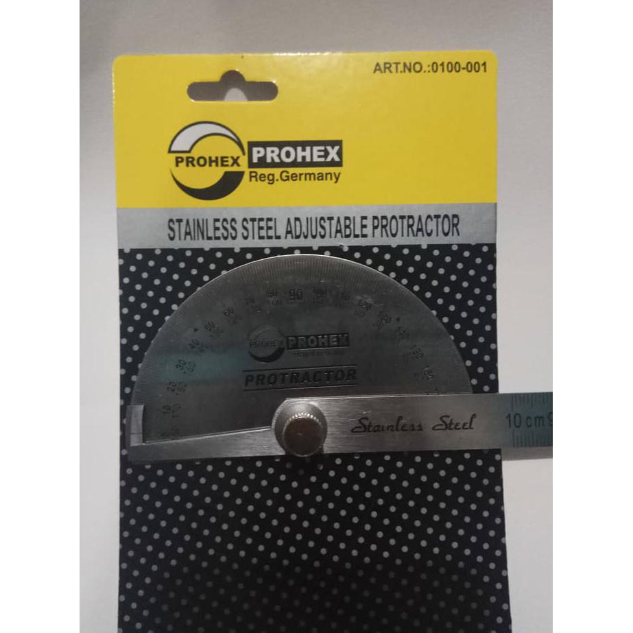 

Penggaris Busur Stainless Steel Prohex - Protractor 10 Cm Prohex