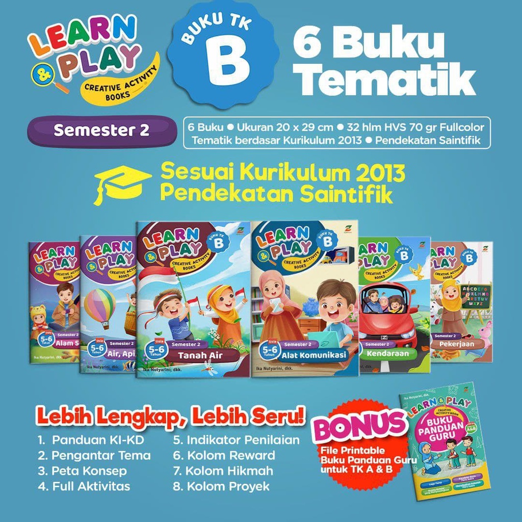 Buku Paket Tematik untuk TK A dan TK B : Learn &amp; Play (Bonus Buku Panduan)