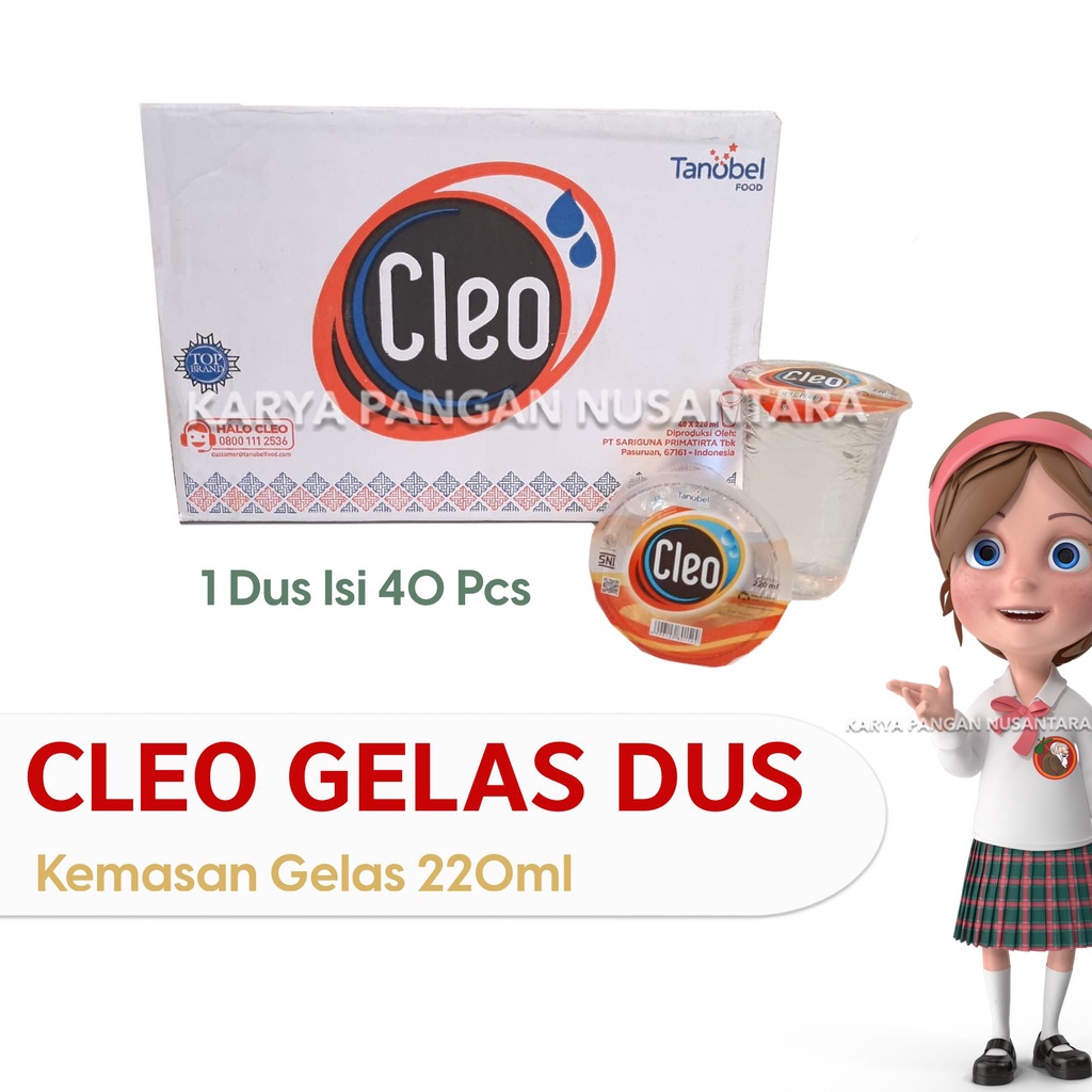 

CLEO GELAS 220ML CLEO AIR MINERAL GELAS CLEO GELAS DUS CLEO DUS 40PCS