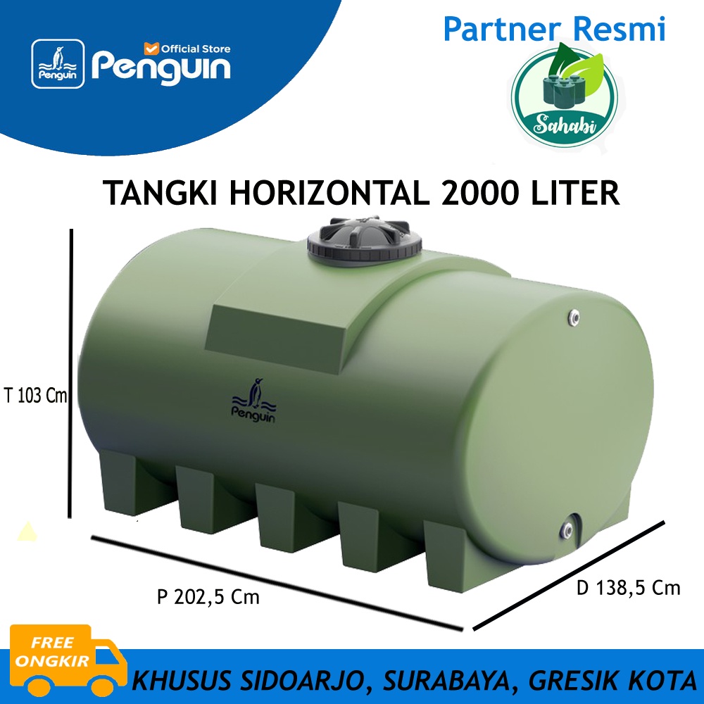 Tandon Air / Toren Air / Tangki Air PENGUIN/PINGUIN HORIZONTAL 2000 Liter Invoice
