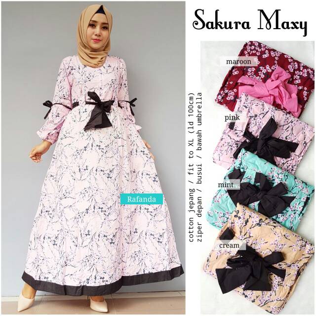 Sakura maxy / gamis katun jepang