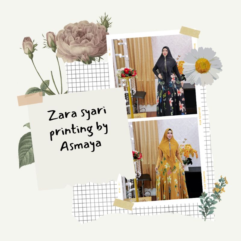 Gamis lebaran/Gamis terbaru/Zara syari printing by Asmaya/ Zara syari printing by Maryam (READY)