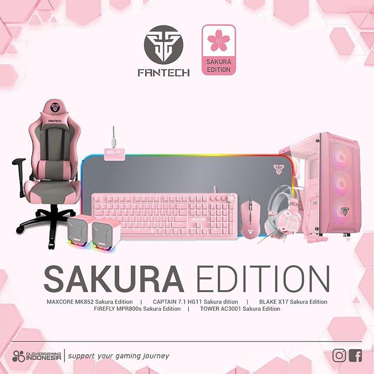 Fantech Sakura Edition Bundle - MK852 HG11 X17 MPR800s AC3001 Pink - Sakura Edition