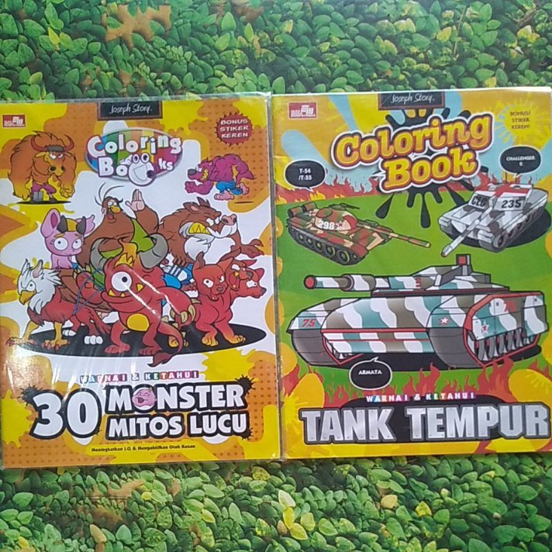 Coloring Books - Warnai &amp; Ketahui - Tank Tempur - 30 Monster Mitos Lucu - Bonus Stiker Keren
