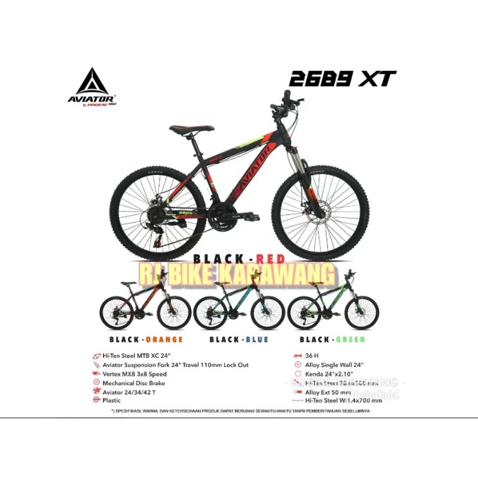 Sepeda MTB 24 Aviator 2689 XT 3x8 Speed