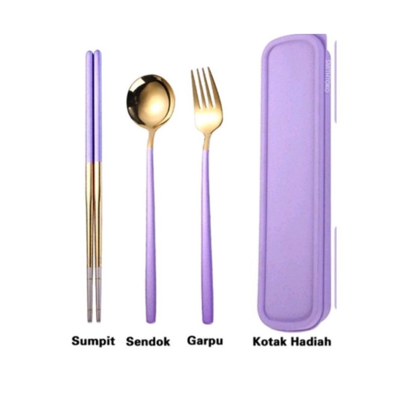 SENDOK SET KOREA UNGU