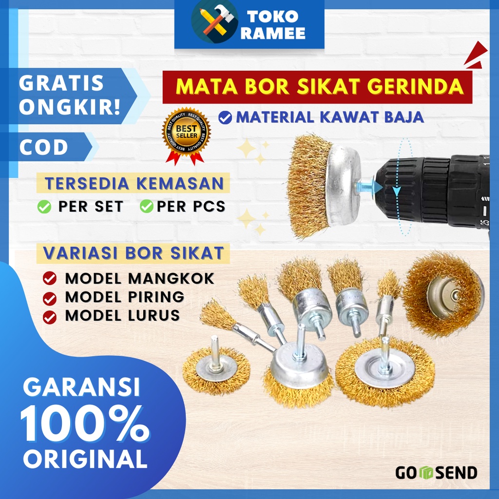 Mata Bor Sikat Kawat Bor Pembersih Karat Kotoran Gerinda Grinder Gurinda Grinda Grenda Model Mangkok