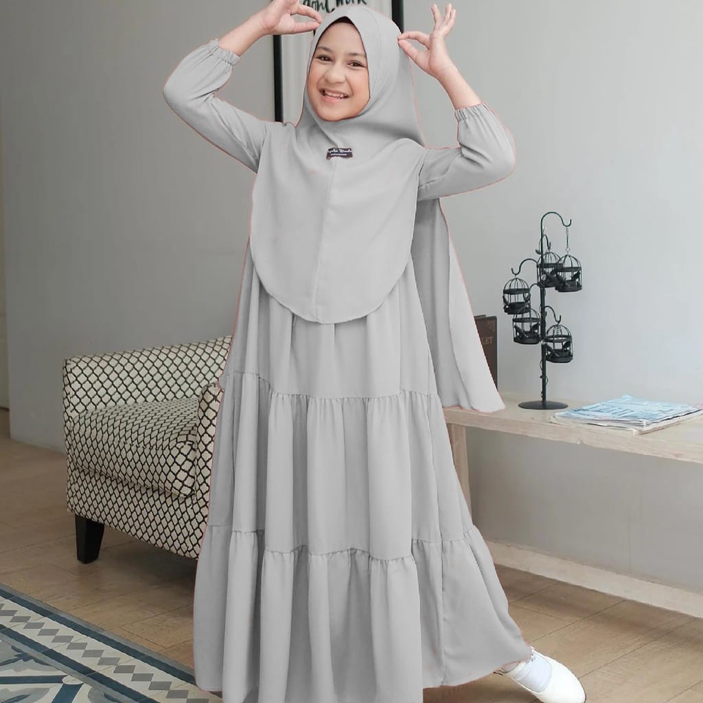 Gamis anak Zahra Kids Syari | Gamis anak terbaru  CRINGKLE AIRFLOW untuk anak usia 8 - 15 tahun Size XL , XXL, 3XL