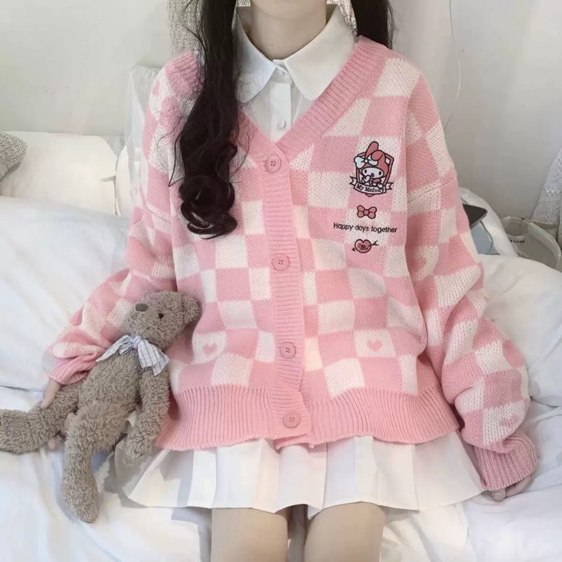 [ready stock] sanrio love cardigan | atasan kardigan kuromi pompompurin cinnamoroll gaya korea cartoon wanifa