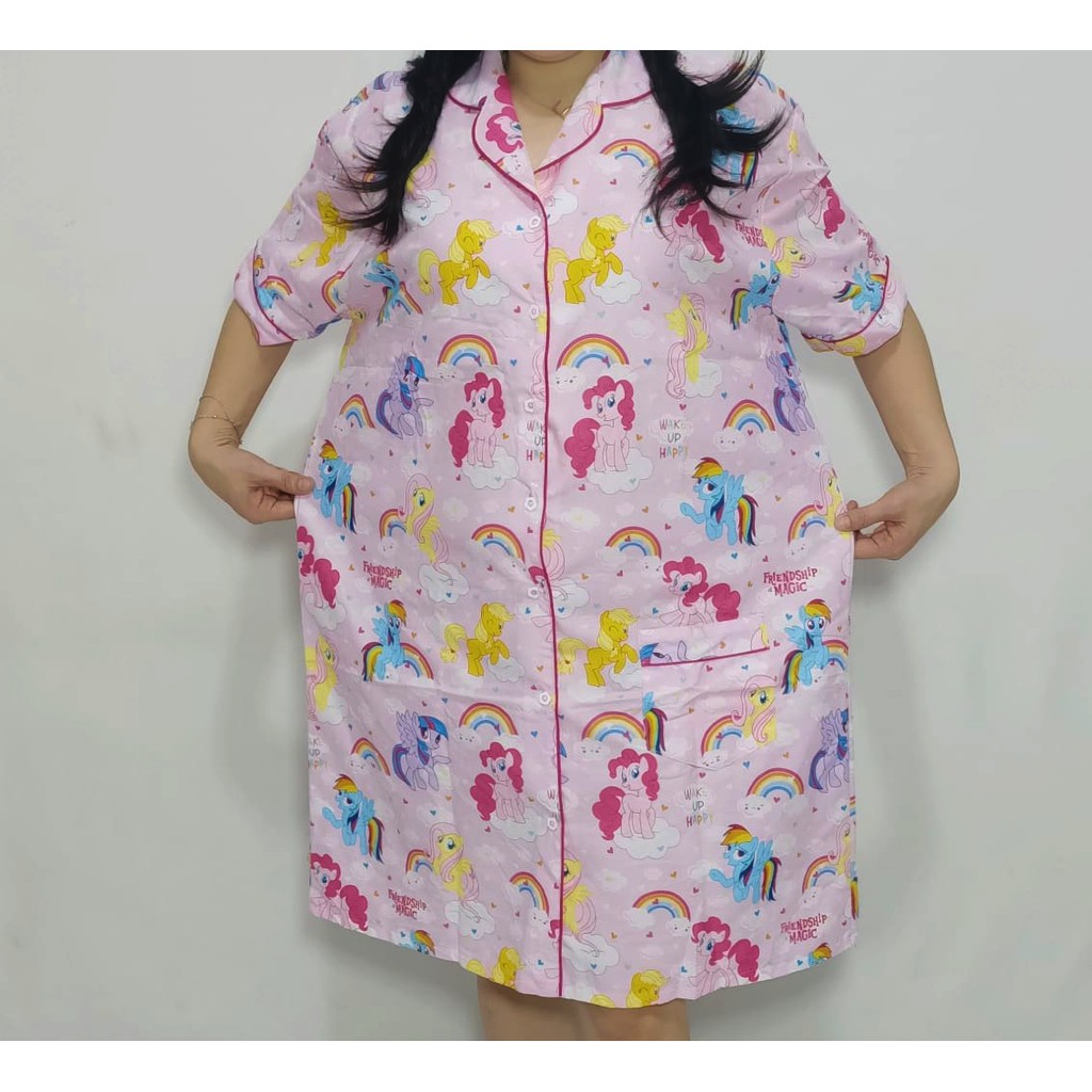 Piyama bisa couple ibu dan anak motif kuda pony magic pink