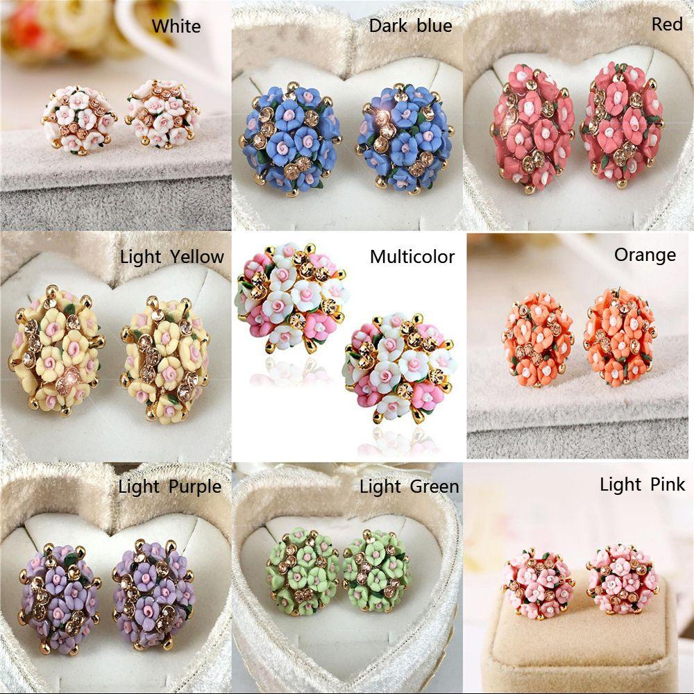 Preva Earrings Fashion Porselen Anting Tusuk Telinga Berlian Imitasi Yang Dipersonalisasi