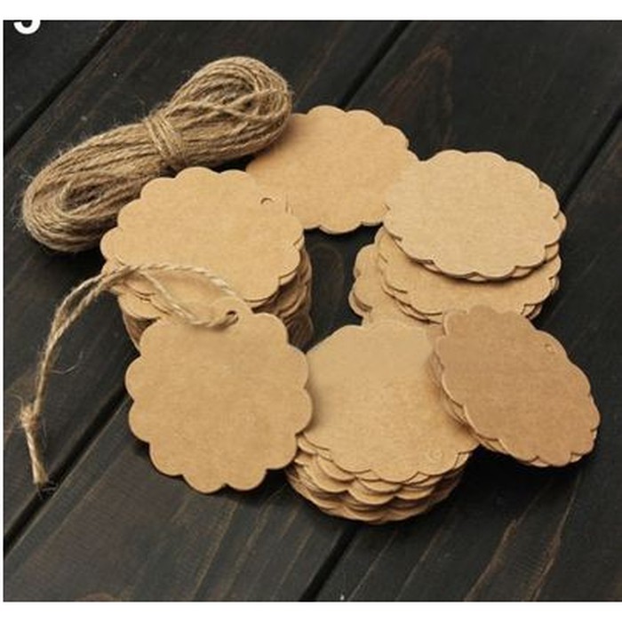 Paper Hang Tags - Flower Shape Blank Tag Kraft Dia.6cm (10pcs)