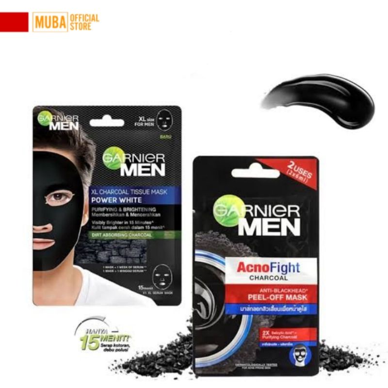 Garnier Men Masker Pria / Masker Cowo - Charcoal Tissue Mask - AcnoFight Mask