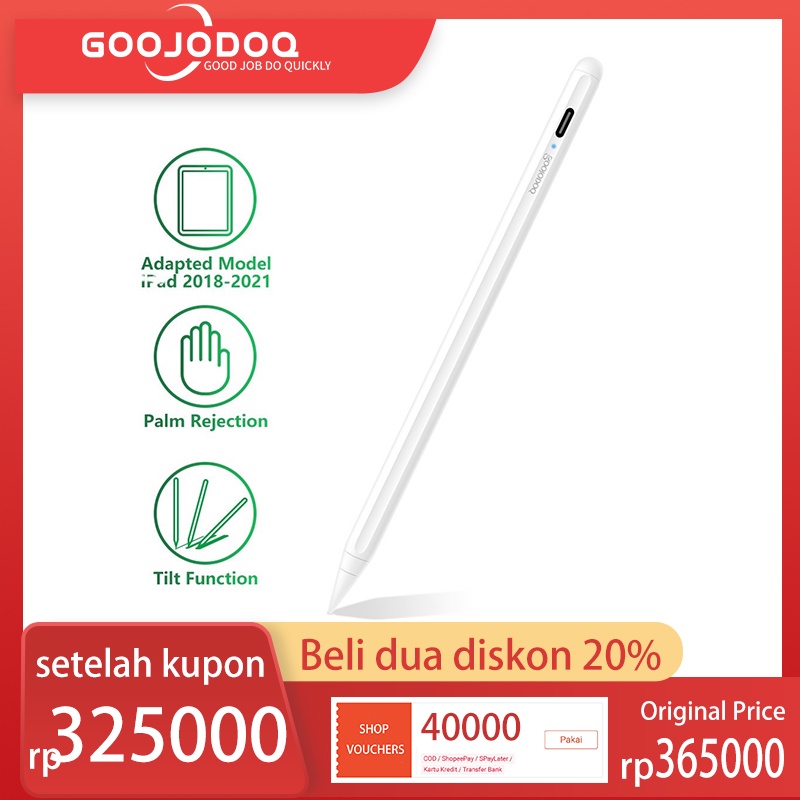 【Beli dua diskon 20%】 Goojodoq GD-010 10th Gen Stylus Pencil with Palm Rejection